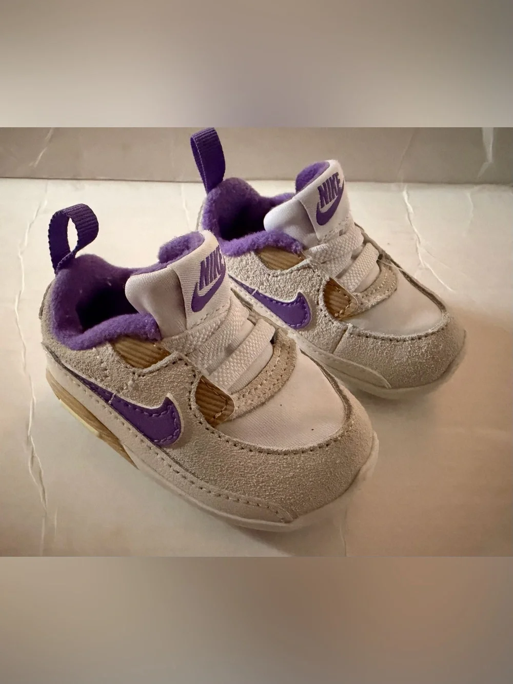 Nike Infant White & Purple Sneakers | Baby Size 2C | Worn Once
